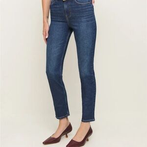 Reformation Blue Skinny Jeans with Faded Detail
